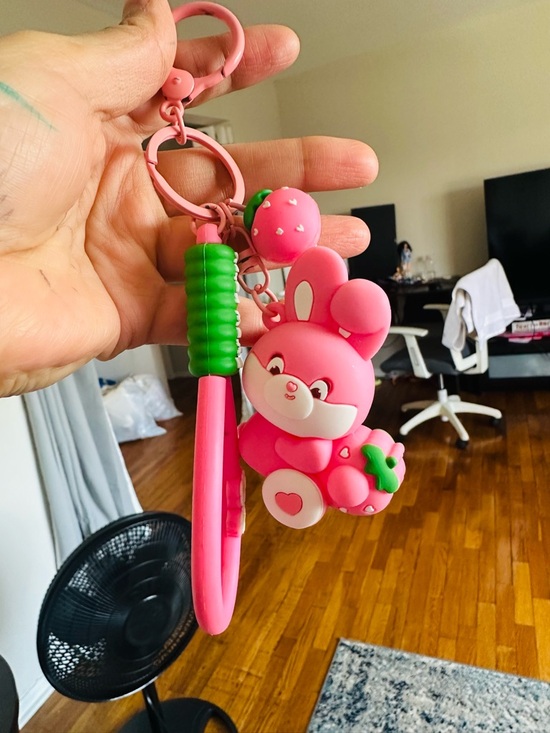 Strawberry Rabbit Silicone Keychain - Picture 5 of 7